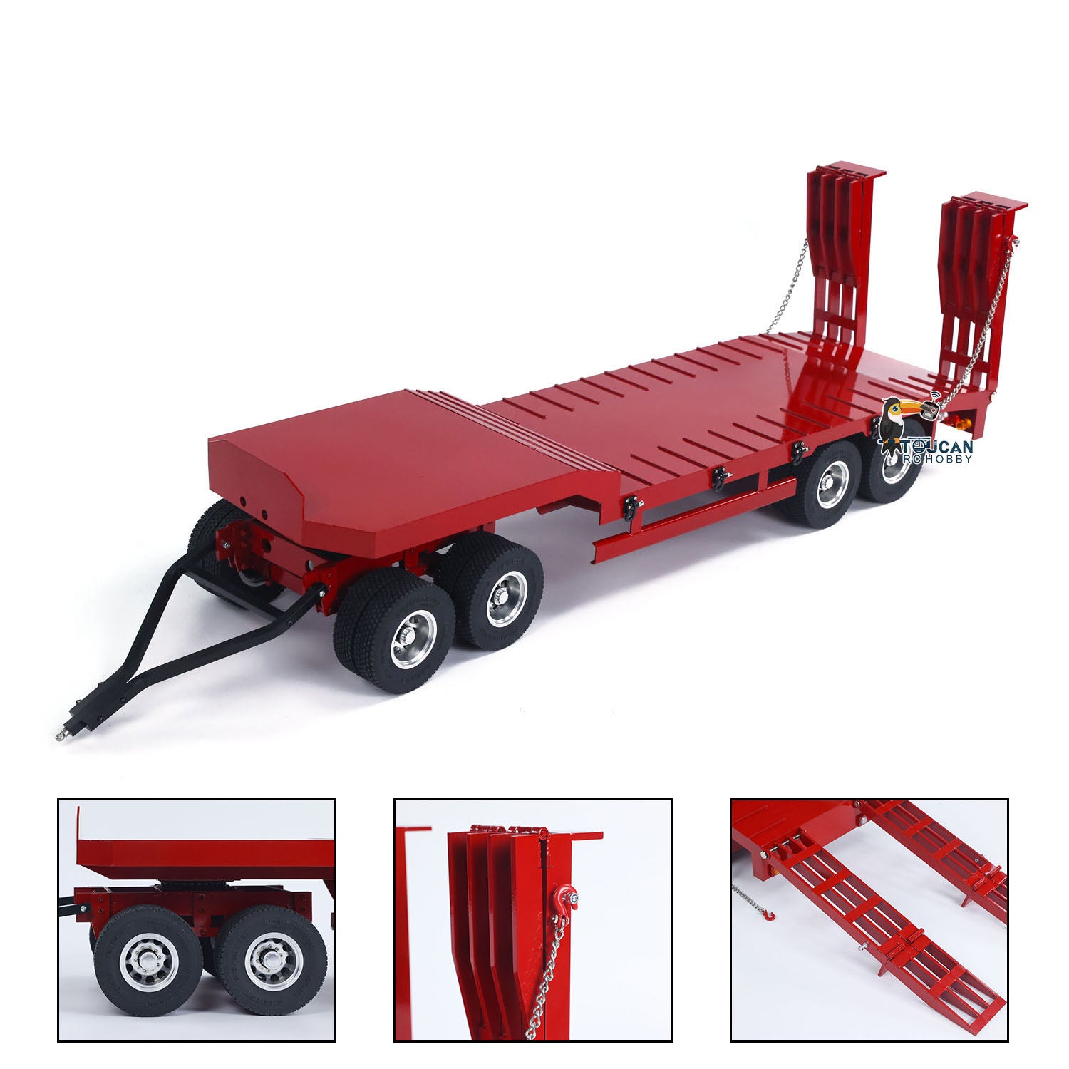1/14 Scale RC Tractor Truck Metal 4-Axle Full Trailer with Electric Tailgate - Remote Control Car Simulation for Hobbyists & DIY Enthusiasts | Perfect for Off-Road Adventures & Model Truck Competitions
