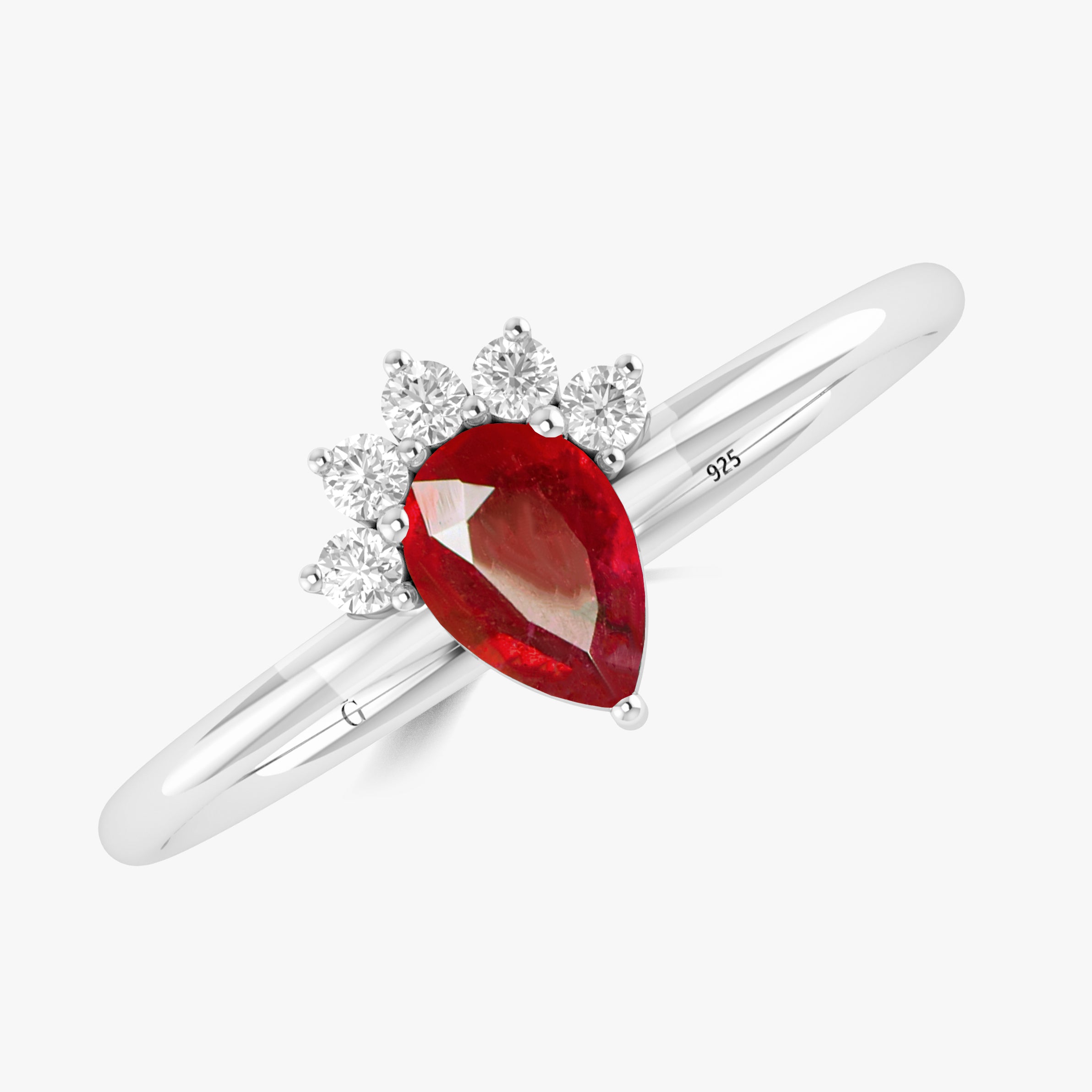 Genuine Red Ruby Pear Gemstone Ring for Women – Elegant Vintage Jewelry for Weddings, Anniversaries & Special Occasions