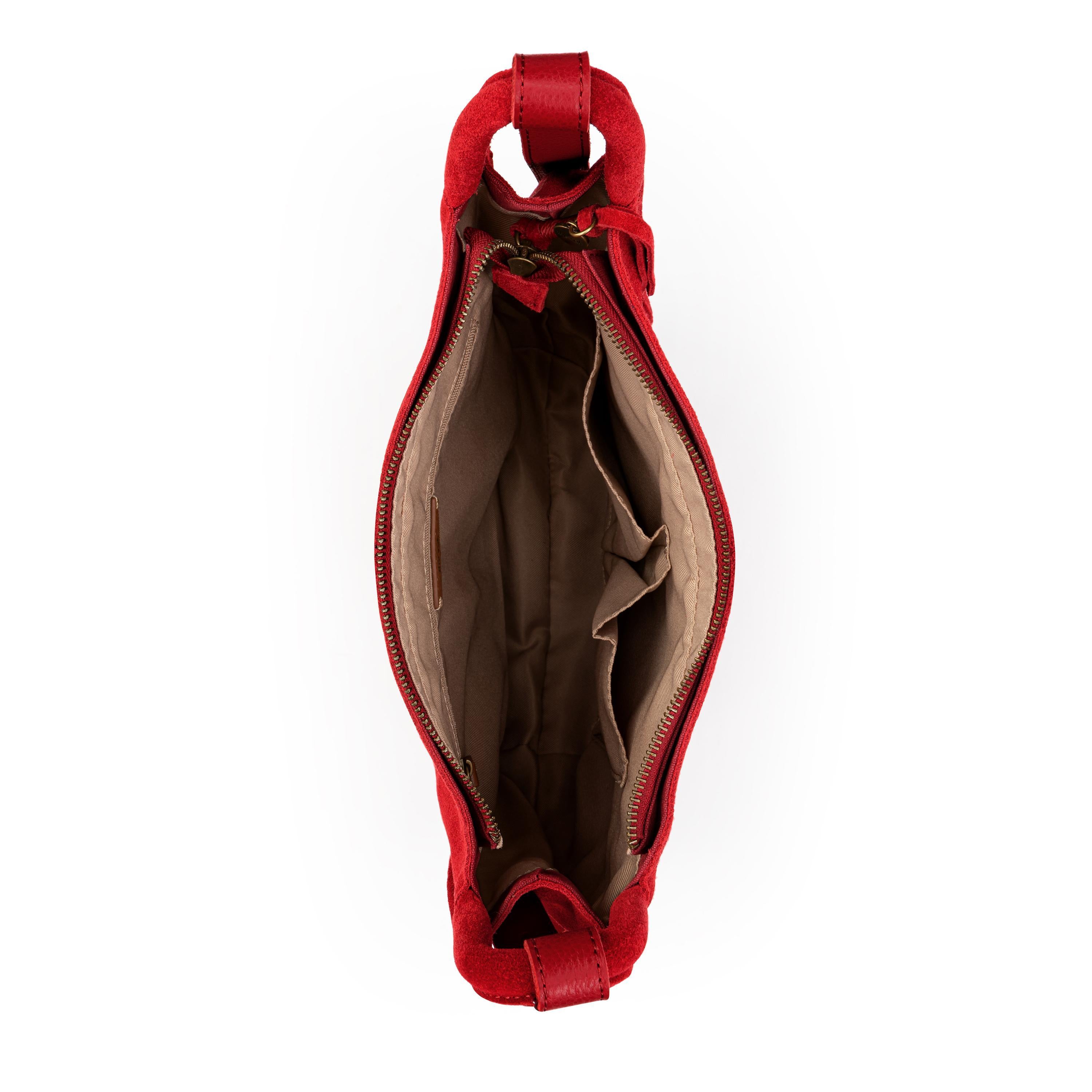 Los Feliz Genuine Leather Crossbody Bag - Scarlet Suede Handbag for Women | Perfect for Everyday Use, Travel & Casual Outings