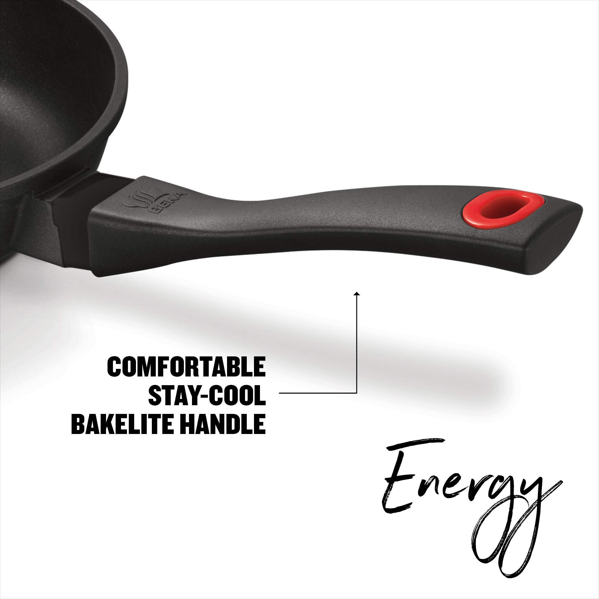 Beka 13527264 26cm Black Energy Cast Aluminum Frying Pan - Nonstick Skillet for Sauteing, Frying & Cooking Perfect Pancakes