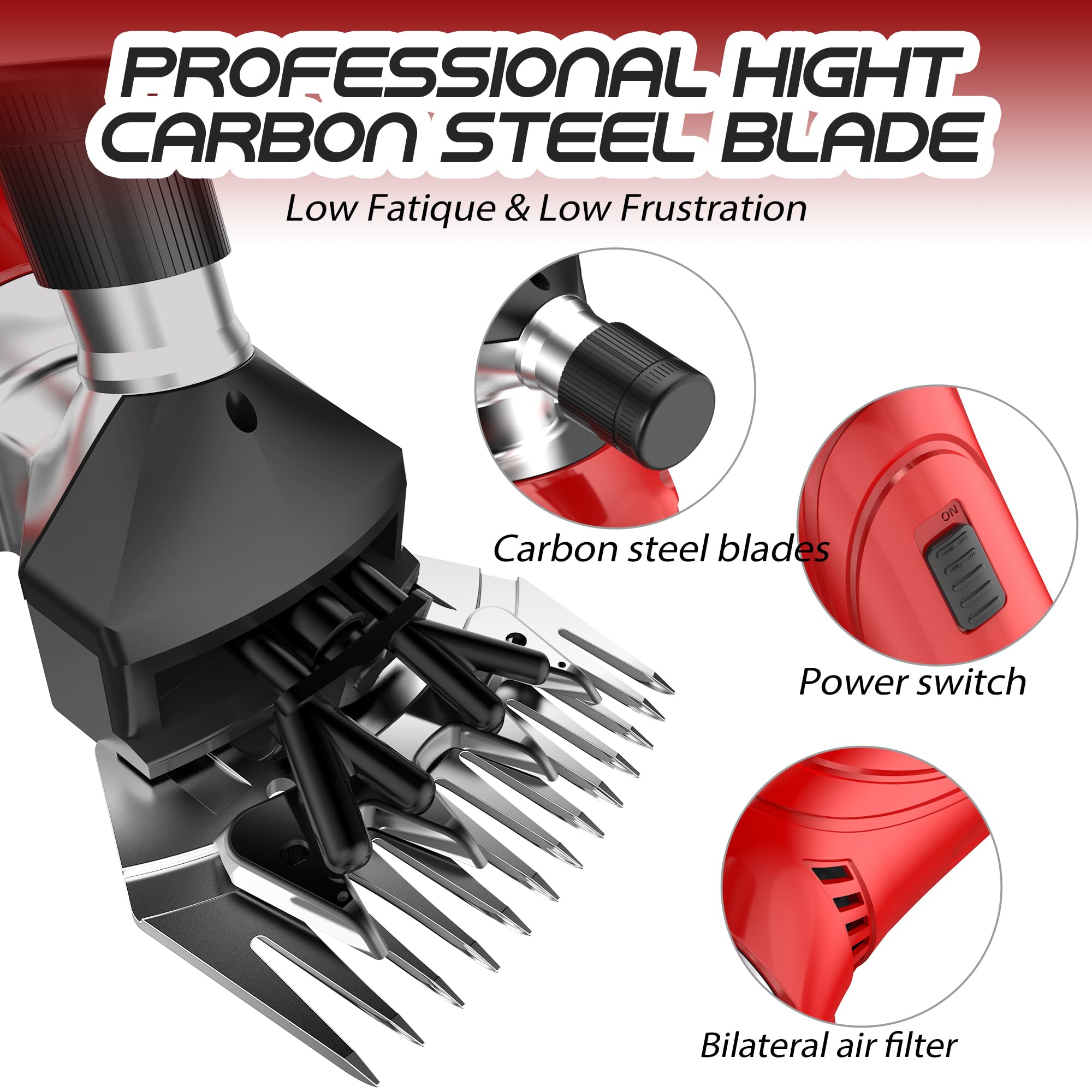 300W Cordless Rechargeable Electric Sheep Shears - Professional Animal Hair Clippers for Sheep, Goats, Cattle & Livestock Grooming - Includes 2 Lithium Batteries - Perfect for Farm, Ranch & Pet Fur Trimming
