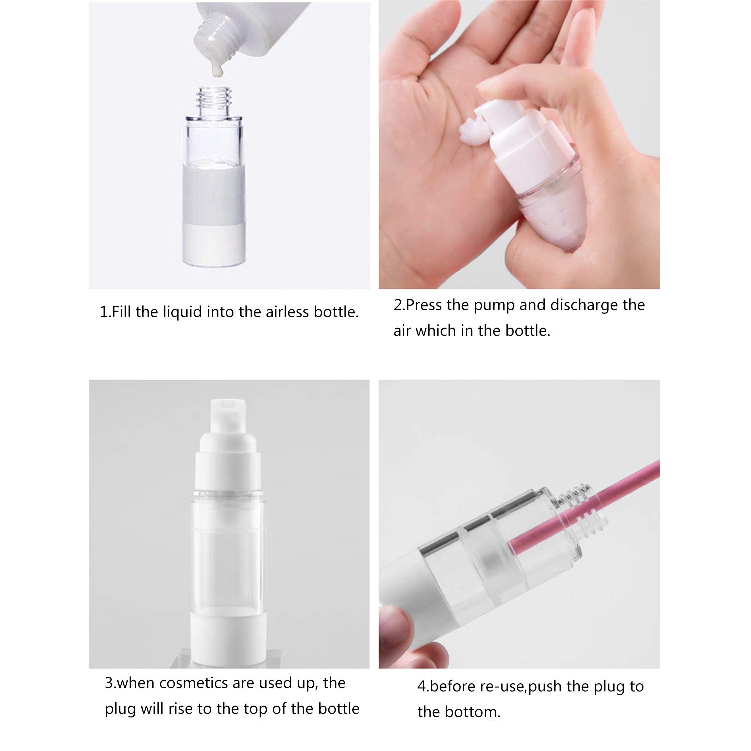 TrendBox 120ml Airless Pump Bottles for Lotion & Cream - 6 Pack, Travel & Home Use