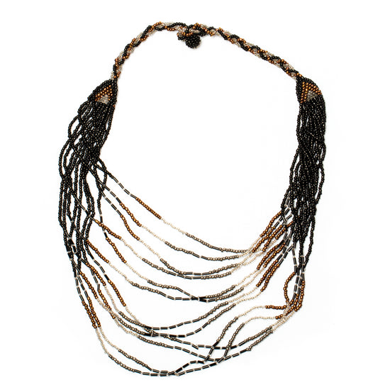 Elegant Black Multi Strand Beaded Short Necklace for Women - Perfect for Parties, Weddings & Everyday Wear