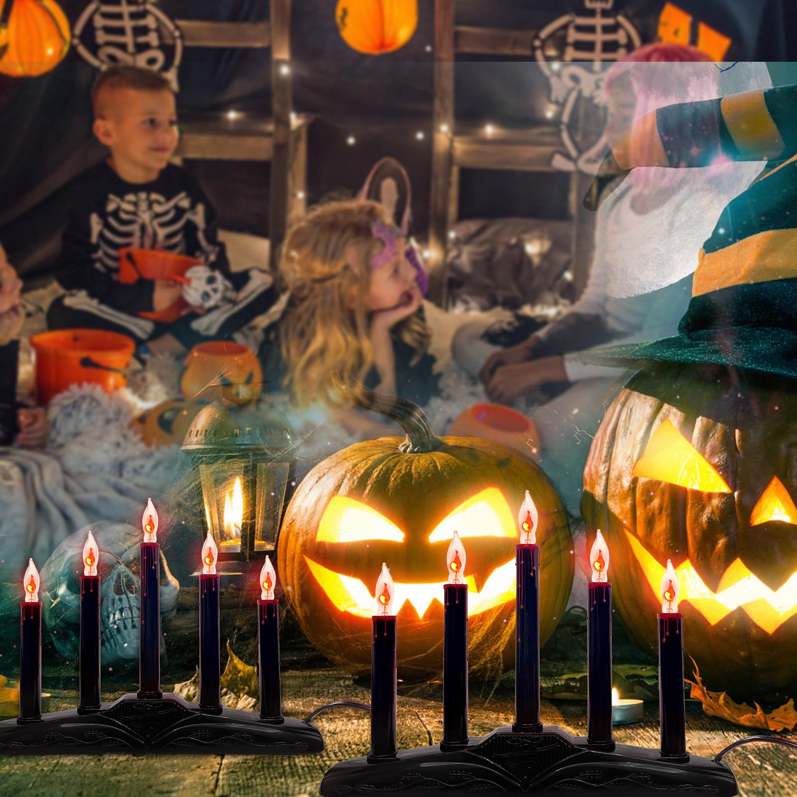 5-Pack Electric Window Candles - Flameless Flickering LED Candles with C18 Clear Flame Bulbs for Halloween & Christmas Decor - Indoor Plug-in Candle Lights for Windows, Tables, and Home Decoration - Perfect for Holiday Parties, Cozy Nights, and Festive Ambiance