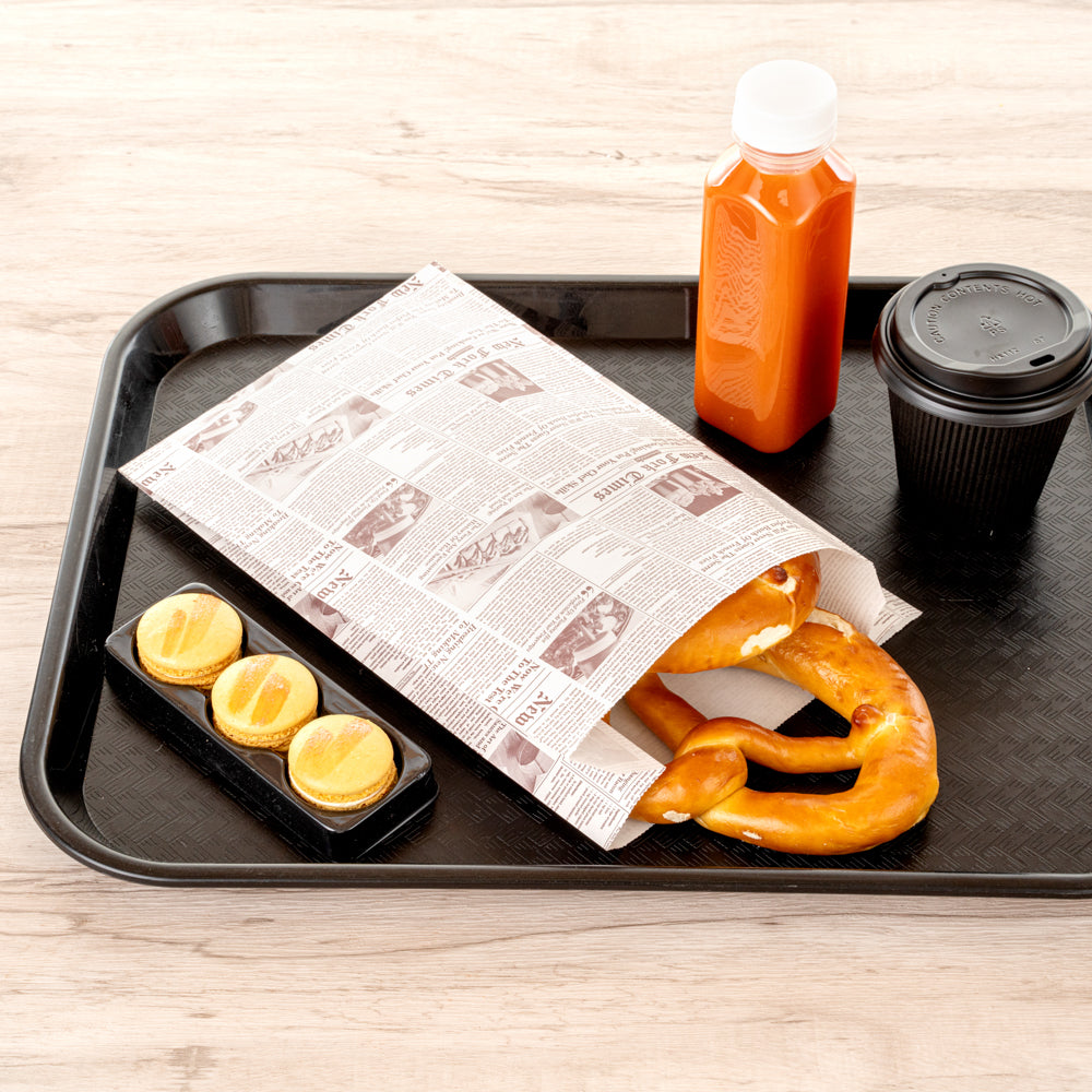 Eco-Friendly Sepia Newsprint French Fry & Snack Bags - 7x3x11 Inches, 100 Count Bulk Pack - Perfect for Food Trucks, Movie Nights & Party Snacks