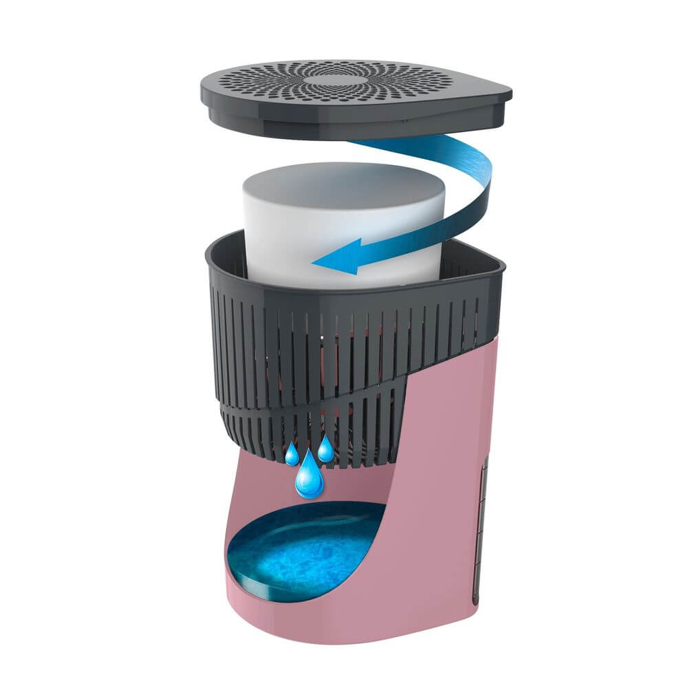 1000g Refillable Drop Dehumidifier with Rose Scent - Compact Moisture Absorber for Closets, Bathrooms & Basements - Reusable Air Freshener for Home & Office