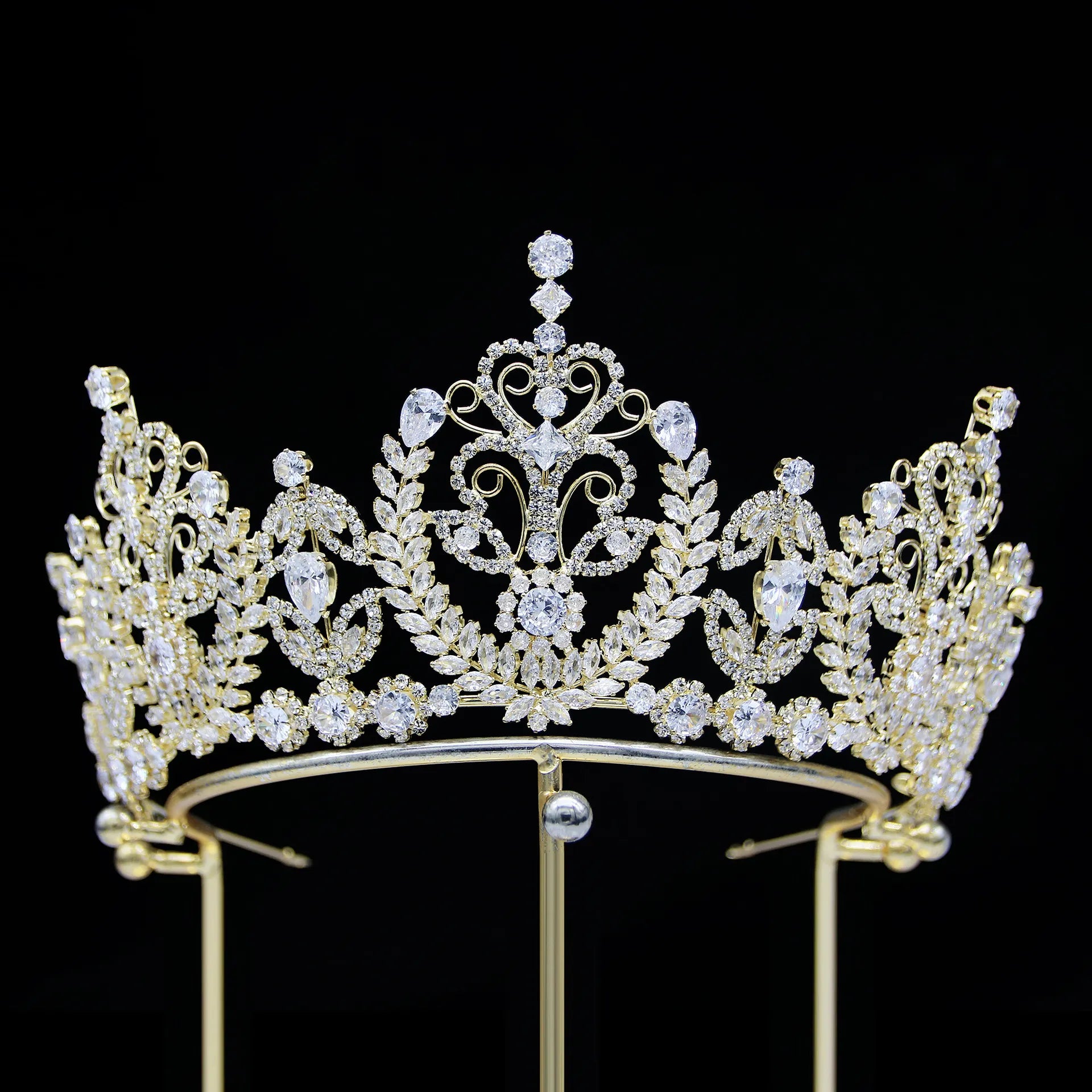 Elegant Cubic Zirconia Bridal Tiara - Silver Plated Korean Style Wedding Crown Hair Accessory for Bride (GH0153) | Perfect for Weddings, Prom, Quinceañera & Special Occasions