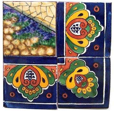 Handmade Mexican Talavera Tile Mural - Authentic Volcano Clay Wall Art for Kitchen Backsplash, Bathroom Decor & Outdoor Patio Design