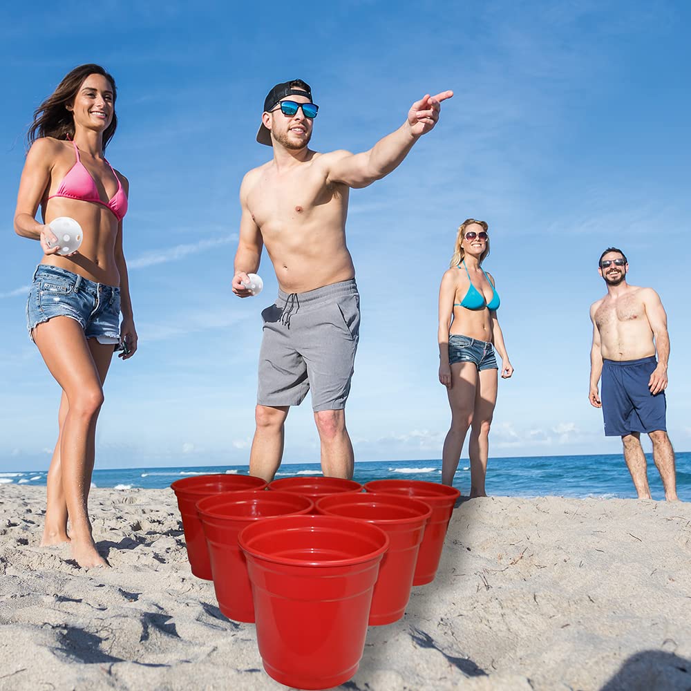 Premium Giant Yard Pong Outdoor Game Set - 6 Buckets (9