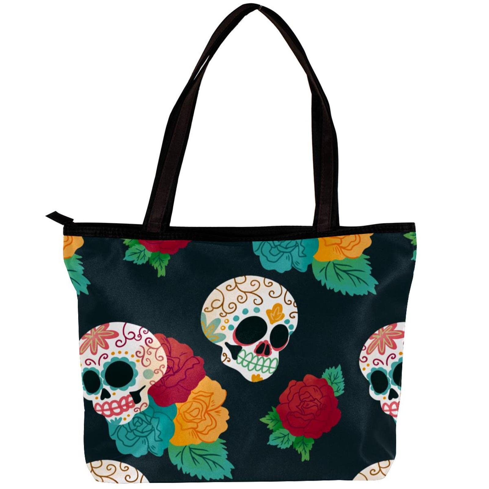 Stylish Skull & Bone Print Tote Bag for Women - Durable Shoulder Handbag with Inner Pouch | Perfect for Shopping, Beach, Work & Travel Accessories