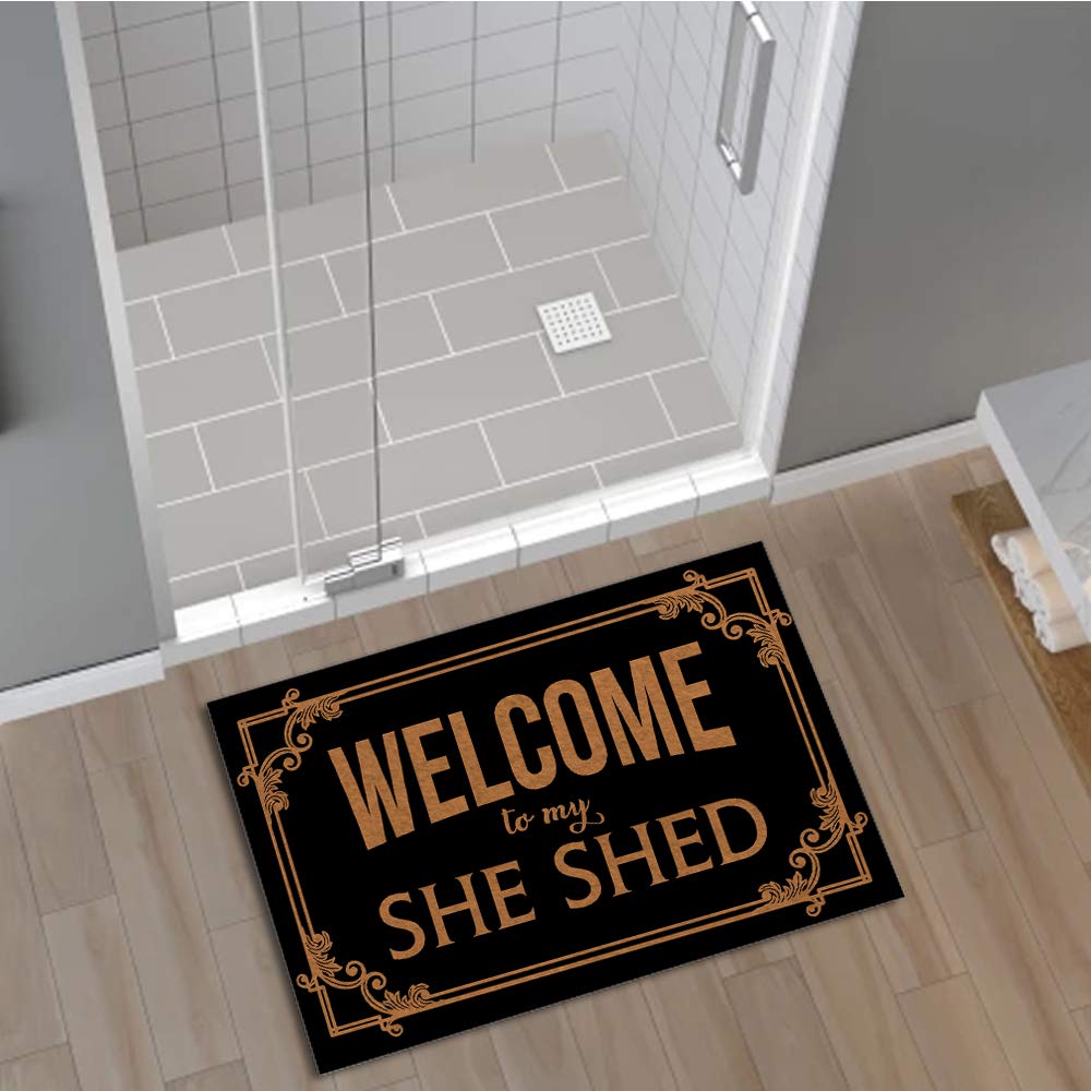 Jackey&Smith Welcome Mat - Non-Slip Felt Fabric Doormat 23.6x15.7 Inch for Front Door, Entryway, Balcony | Perfect for She Shed, Home Decor & Outdoor Use
