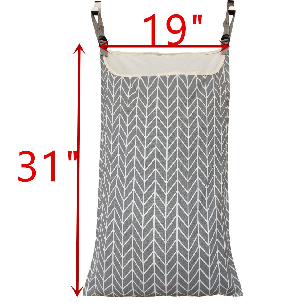 Adjustable Space-Saving Over Door Laundry Hamper Bag with Hooks - Perfect for Dirty Clothes Storage in Small Bathrooms, Closets & Dorm Rooms