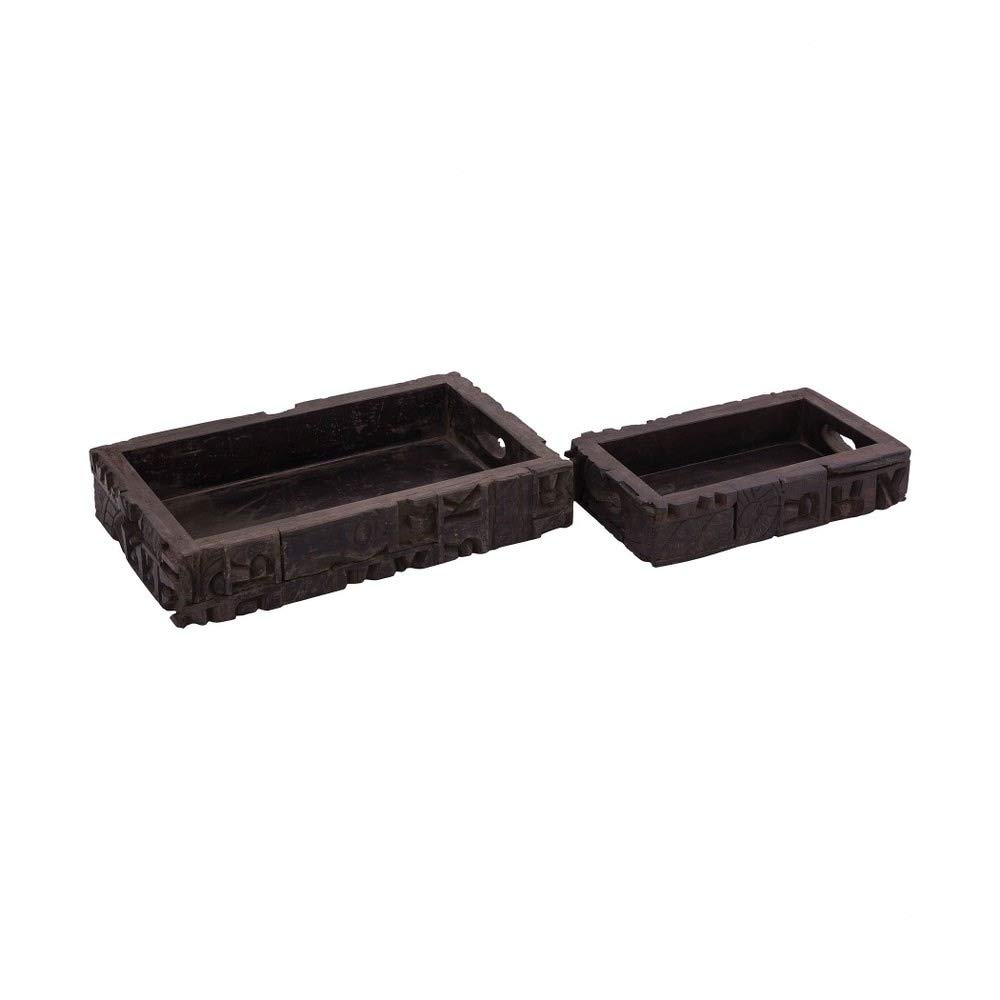 Elk Lighting TRAY096 Set of 3 Decorative Wooden Trays with Dark Stain Finish - Perfect for Coffee Table, Dining Table, and Home Decor Organization