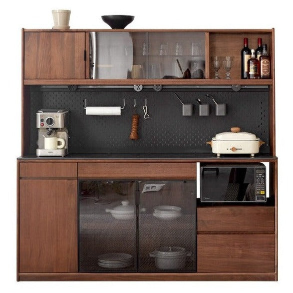 Solid Black Walnut Wood Sideboard Buffet Cabinet - Rustic Dining Room Storage Furniture for Kitchen, Living Room & Entryway Organization