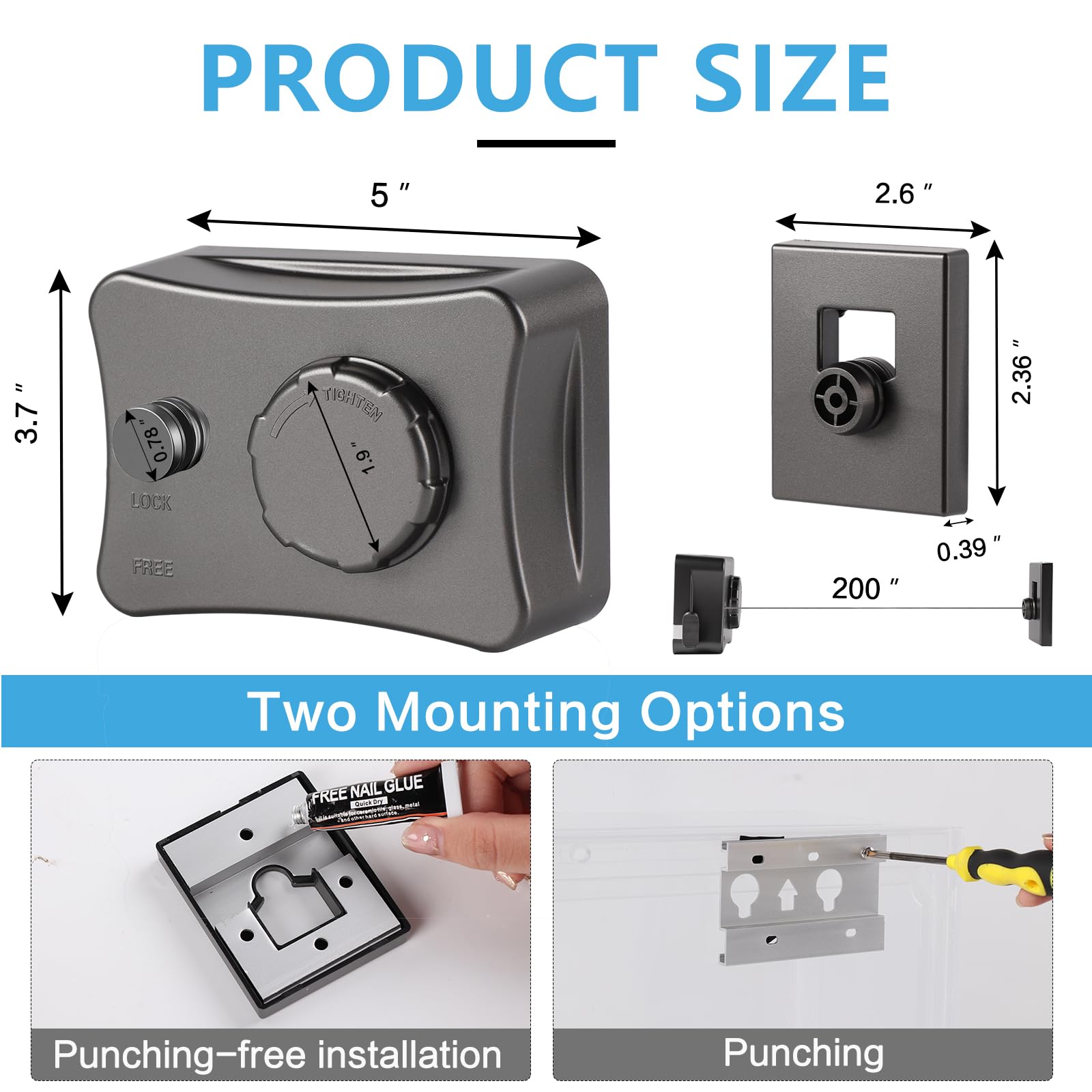 16.7 Ft Heavy Duty Retractable Clothesline for Camping, RV, Laundry Room & Bathroom - Wall Mount Automatic Retracting Clothes Drying Rack for Indoor & Outdoor Use - Perfect for Travel, Apartments and Small Spaces