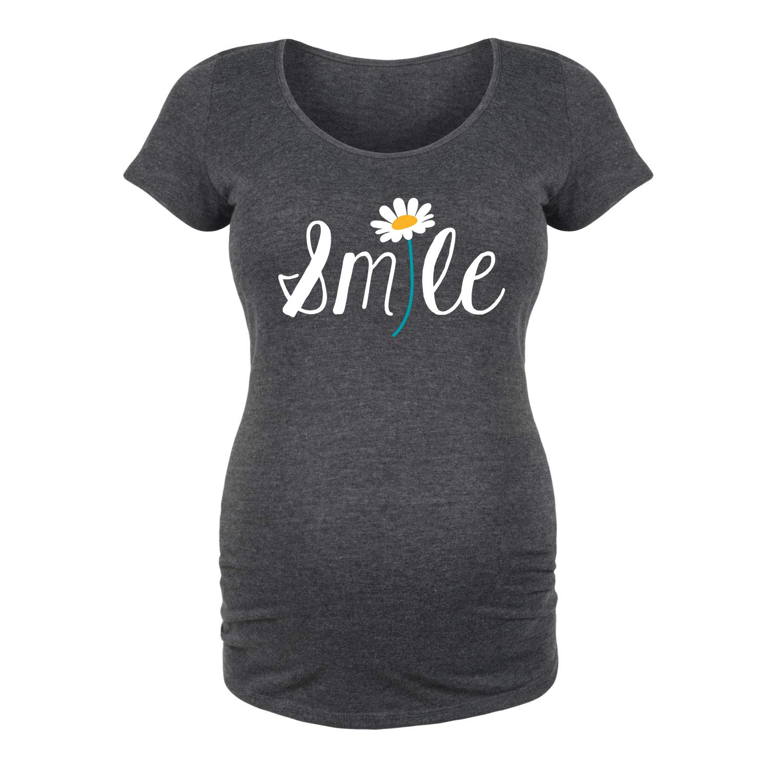 Bloom Maternity Smile Daisy Maternity Scoop Neck T-Shirt - Soft Cotton Pregnancy Top for Expecting Moms - Perfect for Casual Wear, Baby Showers & Maternity Photos