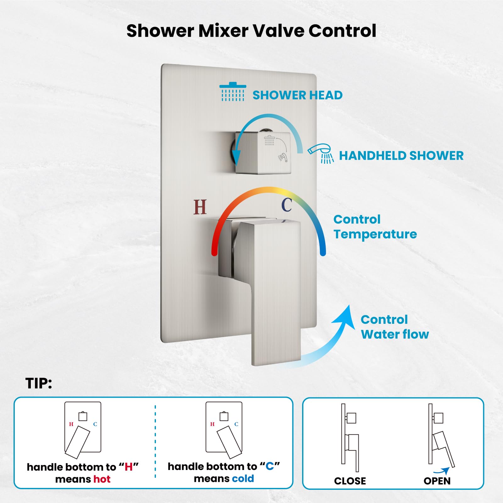 Gotonovo 8 Inch Rainfall Shower System - Brushed Nickel Wall Mounted Shower Head and Handle Combo with Solid Brass Pressure Balancing Mixer Valve - Perfect for Modern Bathroom Renovation and Spa-Like Shower Experience