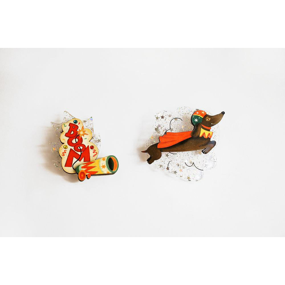 Laliblue Sterling Silver Bullet Dachshund Necklace & Brooch Set - Elegant Dog Lover Jewelry for Women, Perfect Gift for Pet Owners & Dachshund Enthusiasts - Ideal for Casual Wear, Special Occasions & Animal-Themed Parties