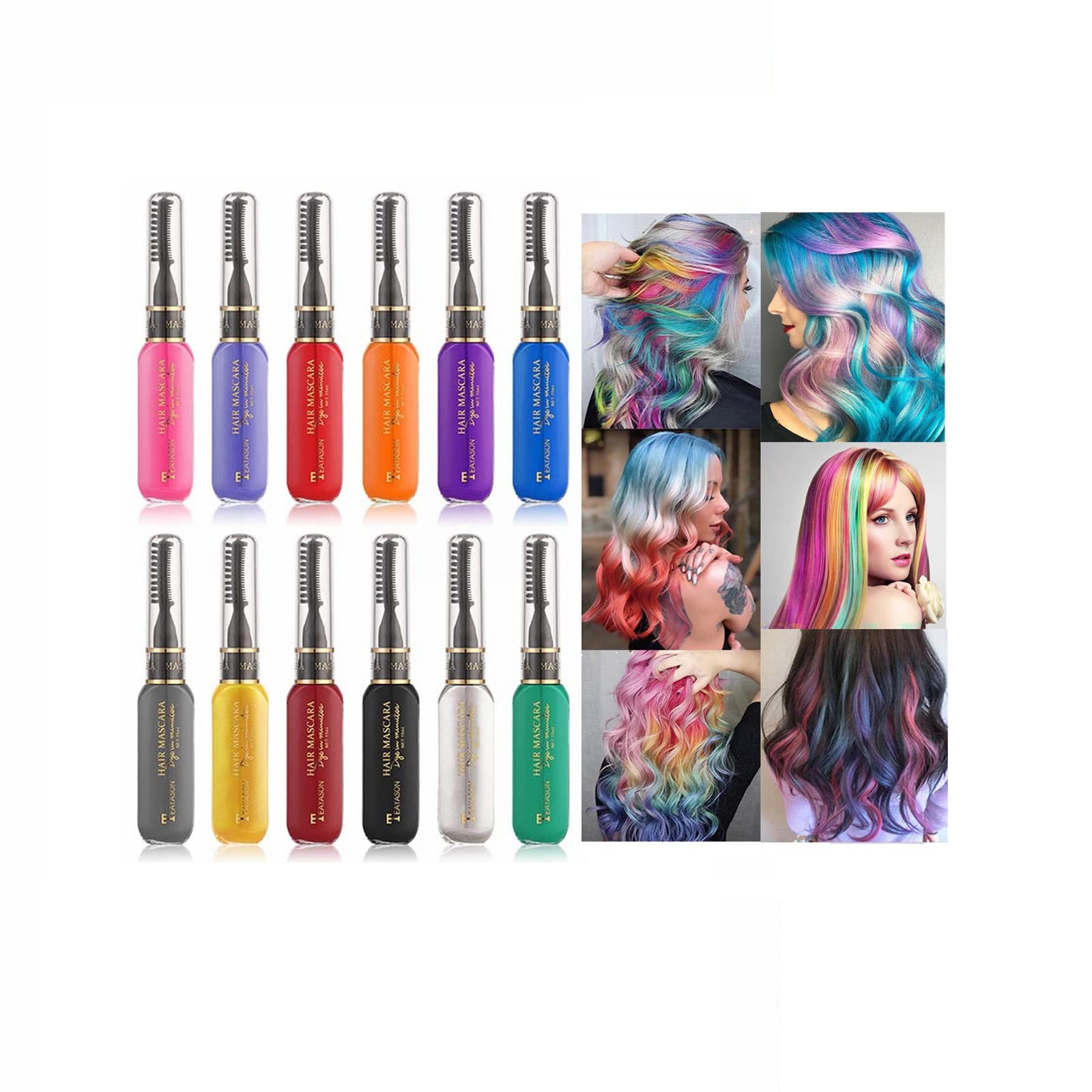 1 PC Temporary Hair Dye for Dark & Light Hair - Washable & Disposable Hair Chalk Comb - Instant Color Highlights for Women - Perfect for Parties, Halloween & Cosplay