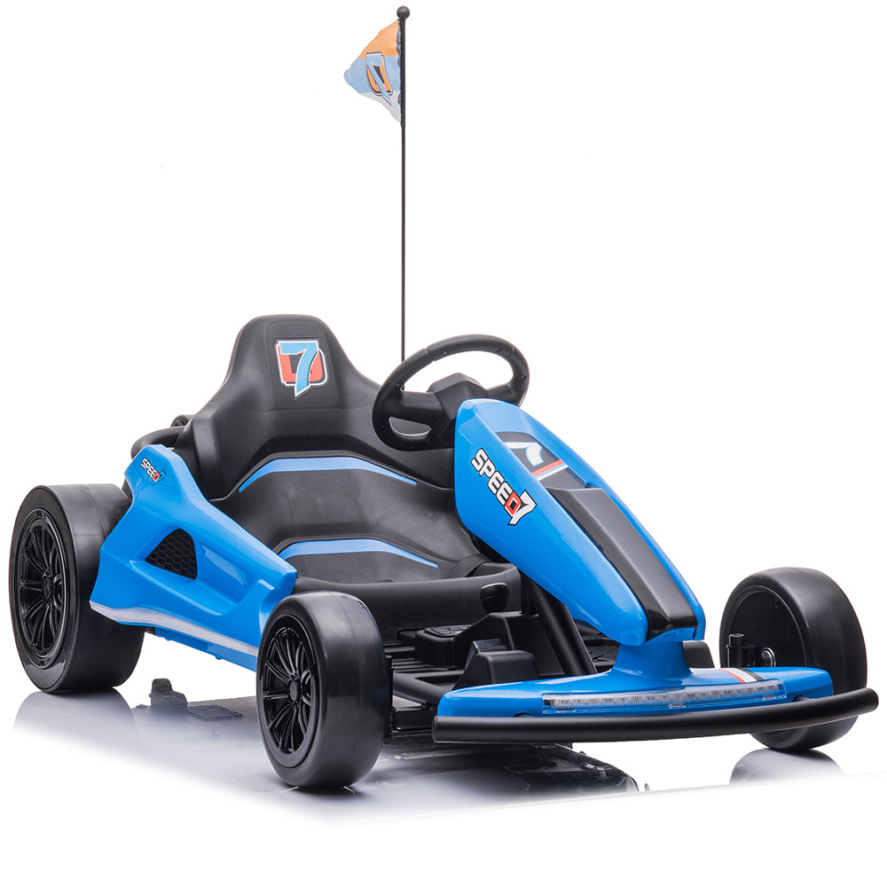 24V TREKCAR Kids Electric Go Kart with DRIFT Function - Blue - High-Speed Ride-On Car for Boys & Girls Ages 6-12 - Perfect for Backyard, Park & Driveway Fun