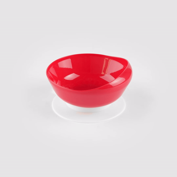 Adapt Tek 19 oz Spillproof Red Plastic Scoop Bowl with Suction Base - 5.75 x 5.75 x 3 Inches - Perfect for Baby Feeding, Pet Food, and Kitchen Storage (1 Count)