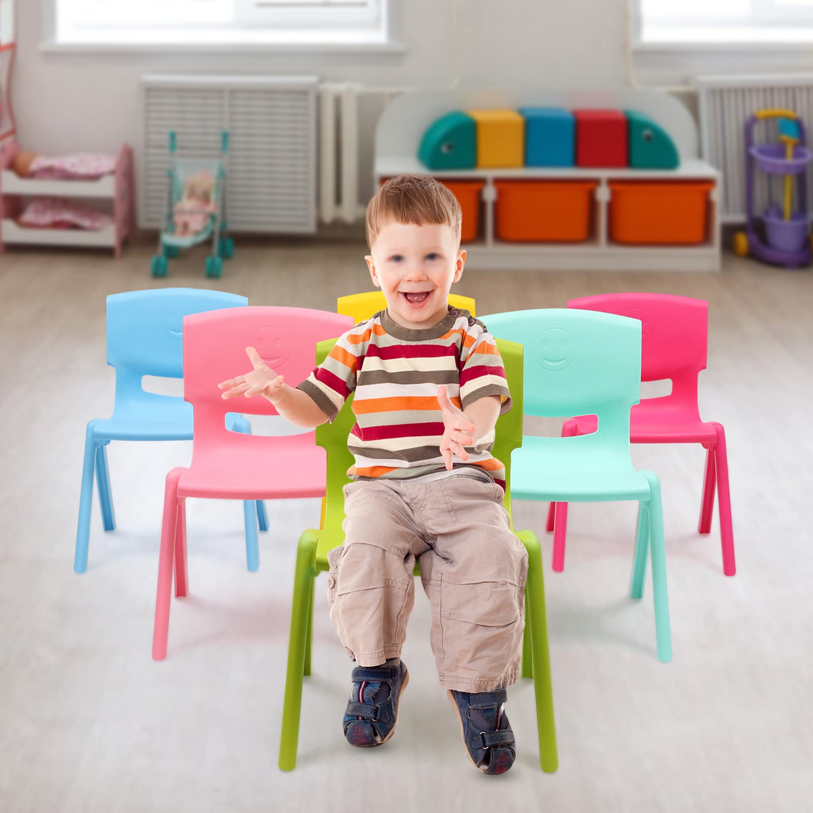 6Pcs Stackable Kids Chairs - Colorful, Ergonomic for Classroom & Home
