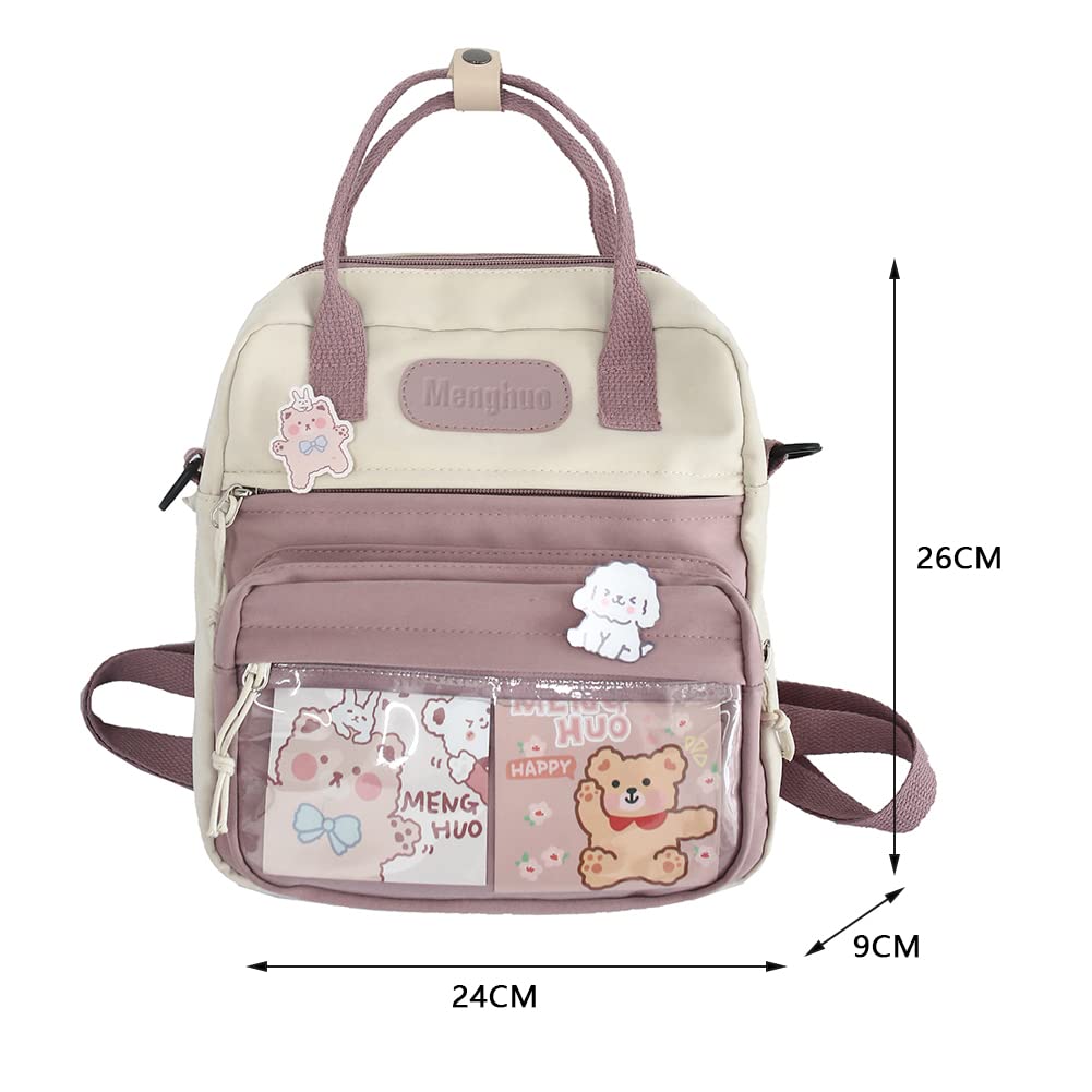 Cute Kawaii Backpack for Women - Stylish Canvas Messenger Bag & Crossbody Tote with Accessories | Perfect for School, Travel, and Anime Conventions