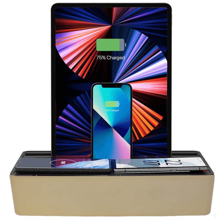 ALLDOCK Wireless Charging Station for Multiple Devices - Aluminum Gold & Black - Perfect for Home, Office, and Family Use