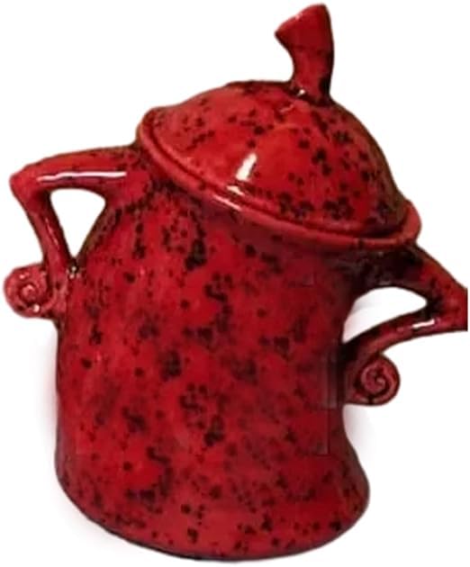 FBITE Fun Ceramic Cookie Jar Candy Dish - Rustic Farmhouse Kitchen Storage Canister with Attitude, Decorative Home Decor for Countertop - Perfect for Storing Cookies, Candies & Kitchen Essentials (Red)
