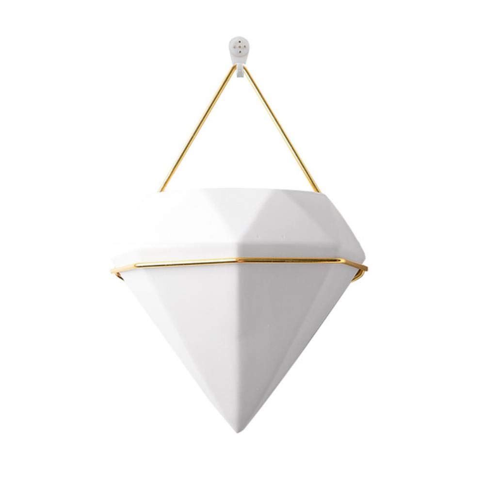 2020 Modern Triangle Ceramic Air Planter Pot - Wall Hanging Succulent & Cactus Plant Holder - Yellow Home Decor for Living Room, Bedroom, Office & Balcony