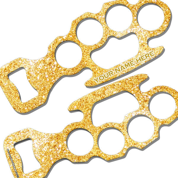Personalized Knuckle Buster Bottle Opener with Glitter - Custom Name Bottle Opener for Parties, Bars, and Outdoor Events
