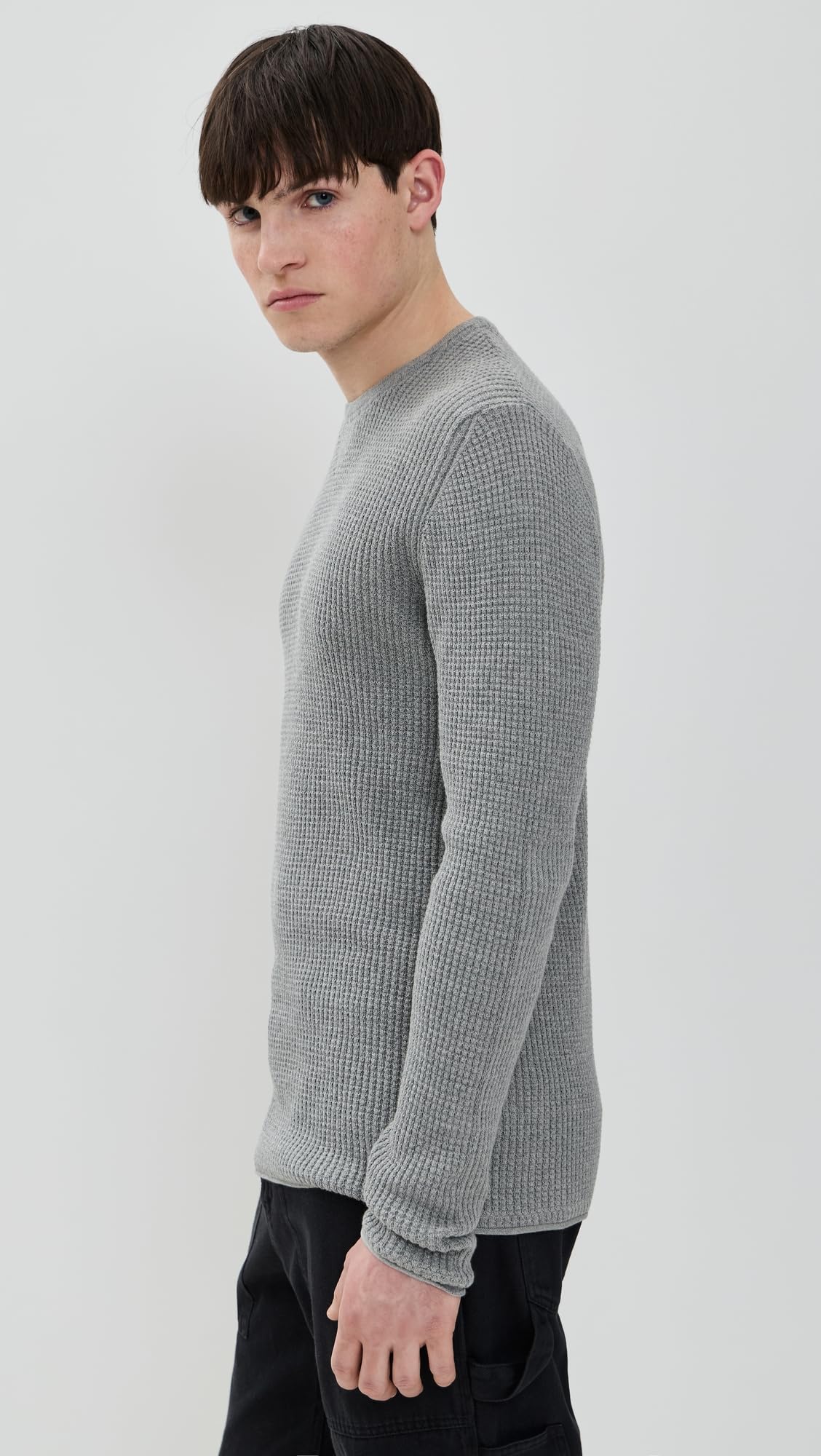 Billy Reid Men's Cotton Cashmere Mini Waffle Crew Neck Sweater | Soft & Warm Winter Pullover for Casual & Business Wear | Perfect for Office, Dates & Holiday Outfits