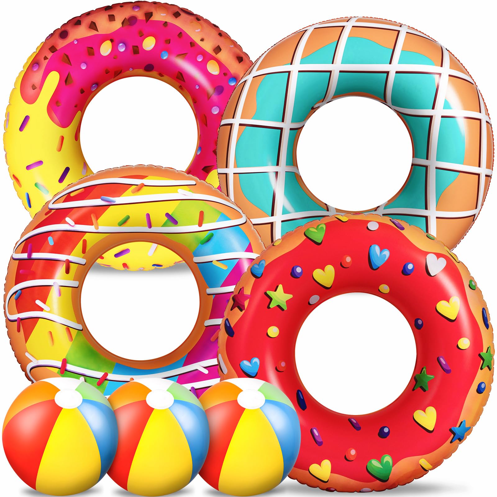 90Shine 7PCS Inflatable Donut Pool Floats - 13.5