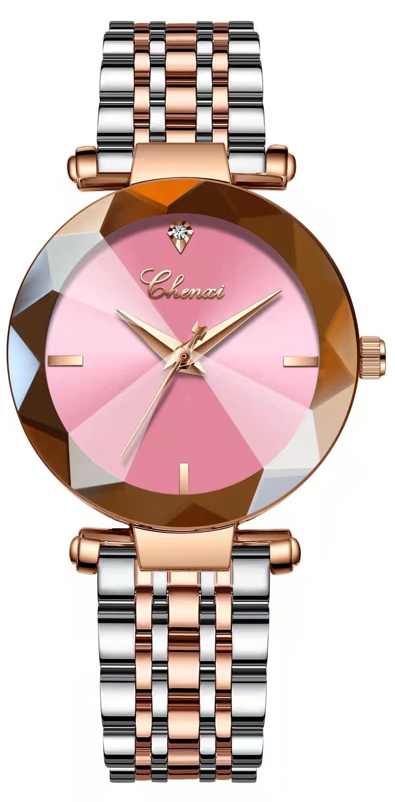 BestKANG Women's Analog Quartz Watch - 3D Fashion Dial & Rose Gold Mesh Strap - Elegant Ladies Wristwatch (Pink) | Perfect for Office, Party & Everyday Wear