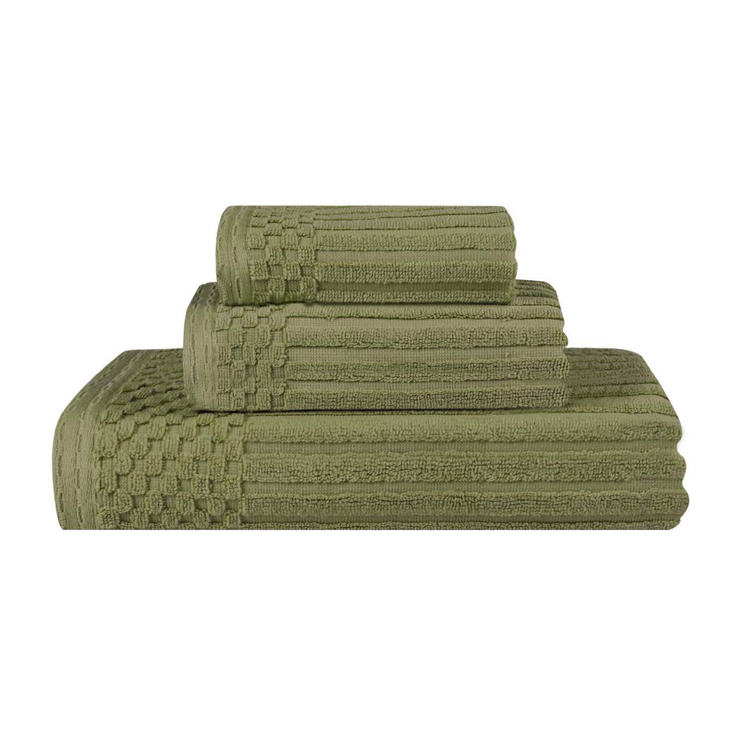 Premium Soho Ribbed Textured Cotton Bath Towel Set - Ultra Absorbent 3-Piece Towel Collection for Spa, Bathroom & Guest Use | Soft Luxury Towels for Home & Hotel
