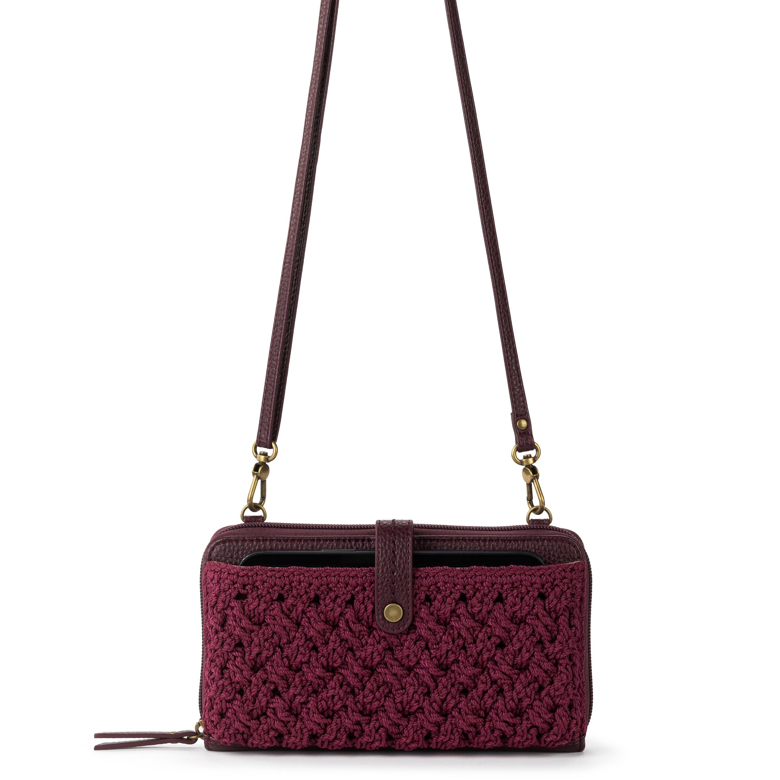 Hand Crochet Iris Smartphone Wallet - Black Cherry Cozy Weave | Stylish & Protective Phone Case for Everyday Use, Travel & Gifts