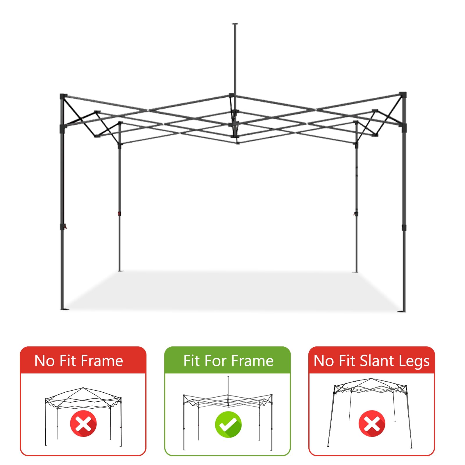 ABCCANOPY Replacement Canopy Top 8x8 Feet - White Waterproof Pop Up Tent Cover for Outdoor Events, Parties, Camping & Beach Shade