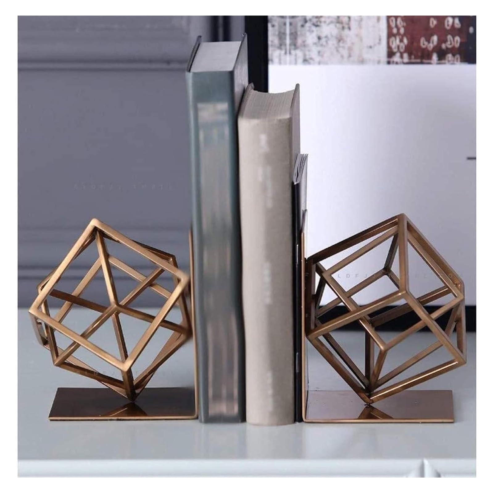 Metal Book Ends for Shelves - Heavy Duty Non-Slip Bookends for Books, Movies, CDs & Video Games - Perfect for Home Office, Library and Bookshelf Organization