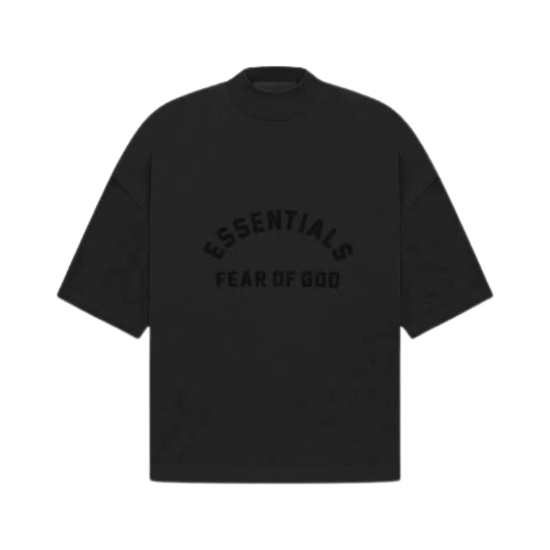 Fear of God Essentials Jet Black T-Shirt for Men - Premium Cotton Crewneck Tee for Casual Wear & Street Style Outfits