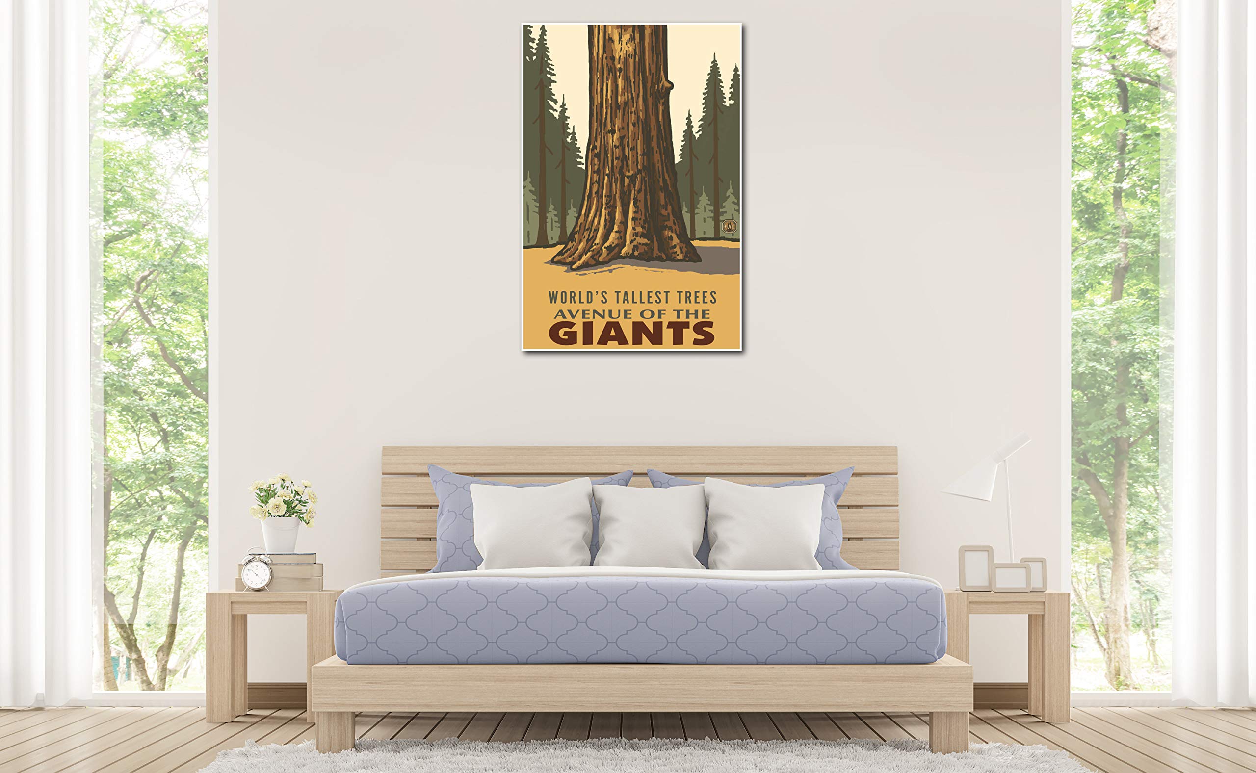 Giant Redwoods Art Print - Avenue of the Giants Landscape Poster 30x45 Inch by Paul A. Lanquist | Nature Wall Decor for Living Room, Office & Cabin