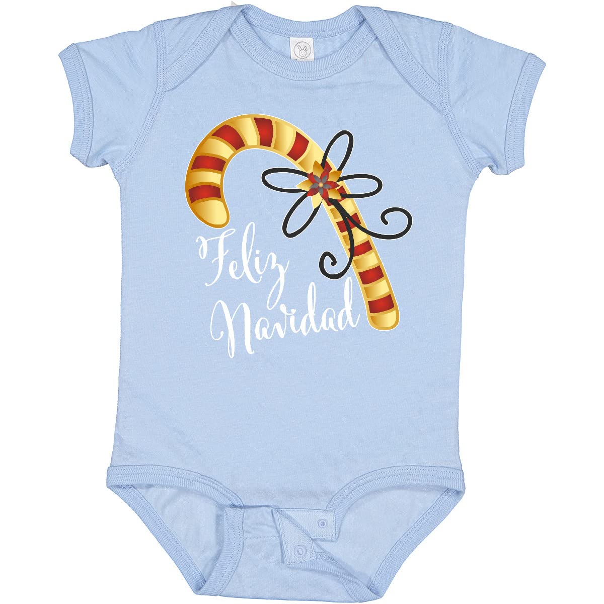 Inktastic Feliz Navidad Red and Gold Candy Cane Baby Bodysuit - Christmas Holiday Outfit for Infants & Newborns - Perfect for Family Photos, Holiday Parties & Santa Visits