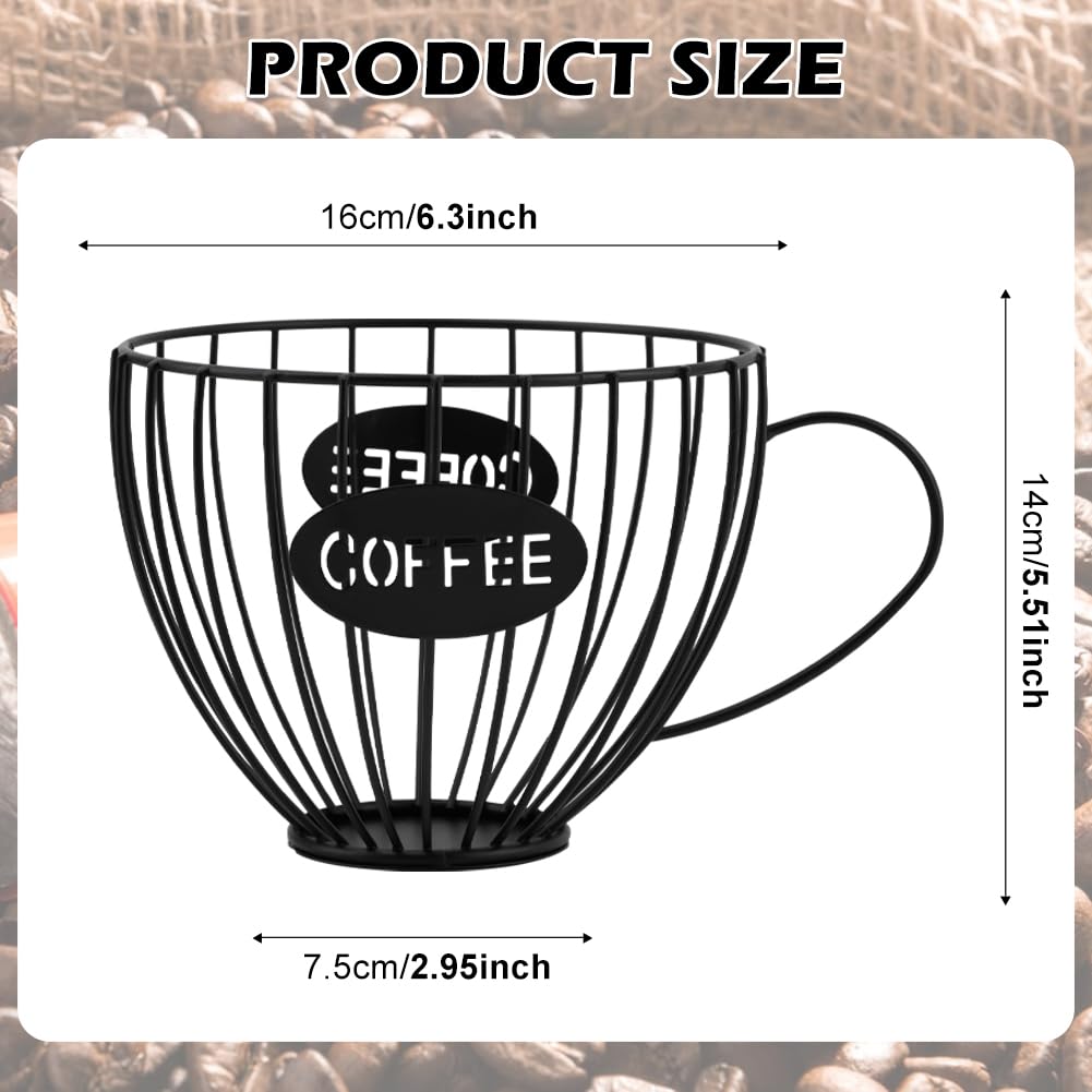 **Large Capacity Coffee Pod Holder - Black Wire K Cup Organizer for Keurig, Nespresso | Countertop Storage Basket for Kitchen, Coffee Bar & Station | Perfect for Home, Office & Cafes**