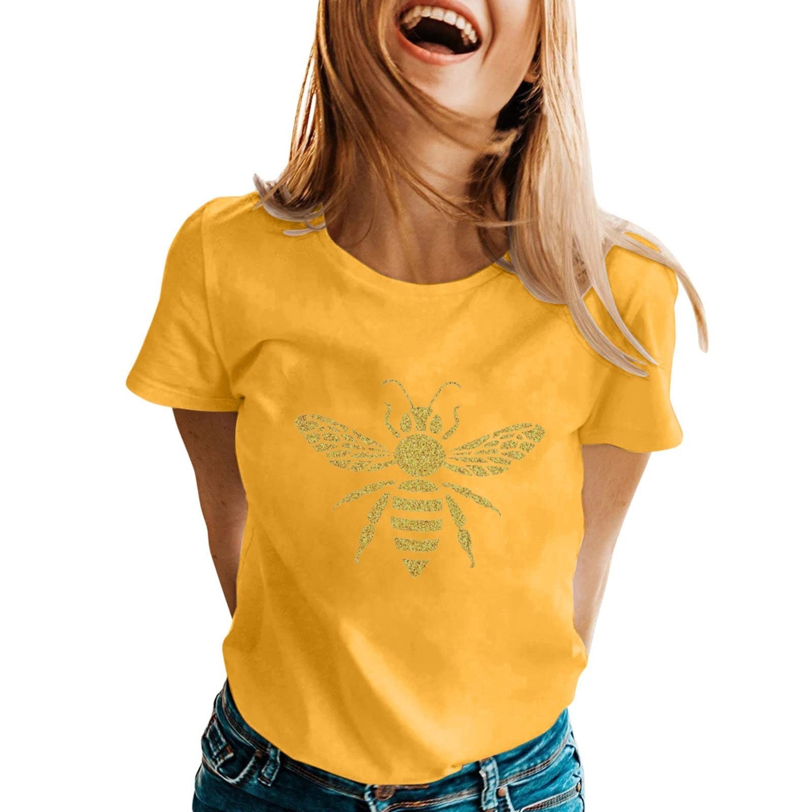 Women's Slim Fit Casual Dragonfly Printed Crewneck Tops - Holiday Hawaiian Tees & Blouses for Beach, Party & Summer Outfits