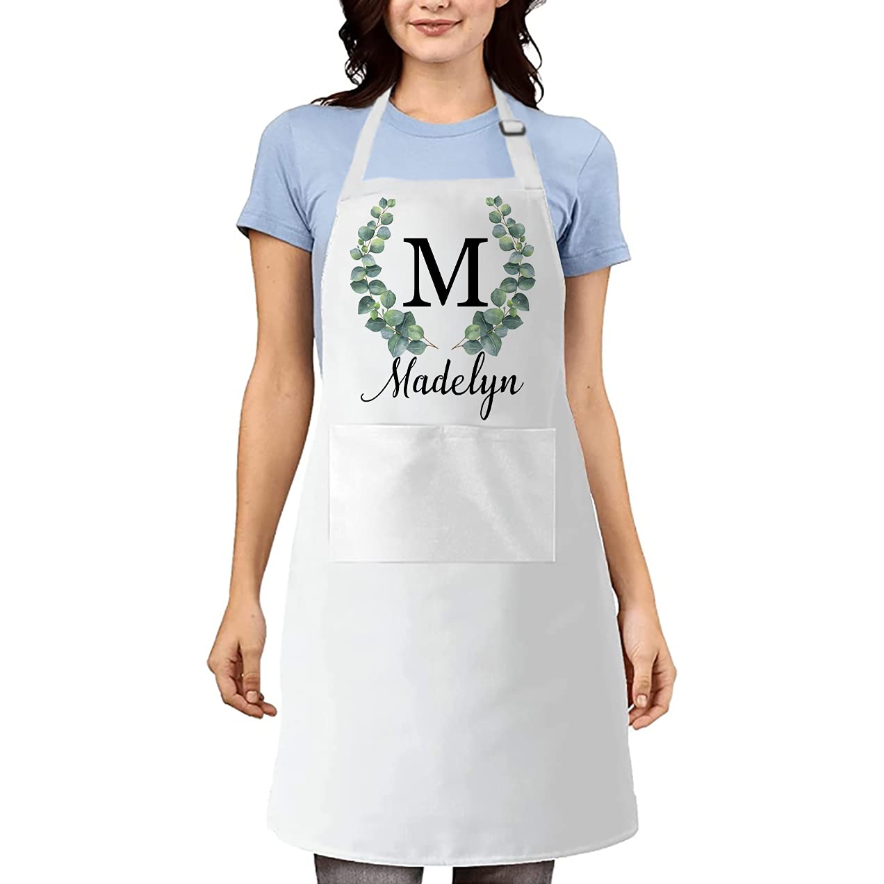 Personalized Monogram Apron with Floral Initials - Custom Kitchen Apron for Women & Men - Chef, Grill & Cooking Apron - Perfect Gift for Cooks & BBQ Lovers - Ideal for Home Cooking, Baking, Grilling & Hosting