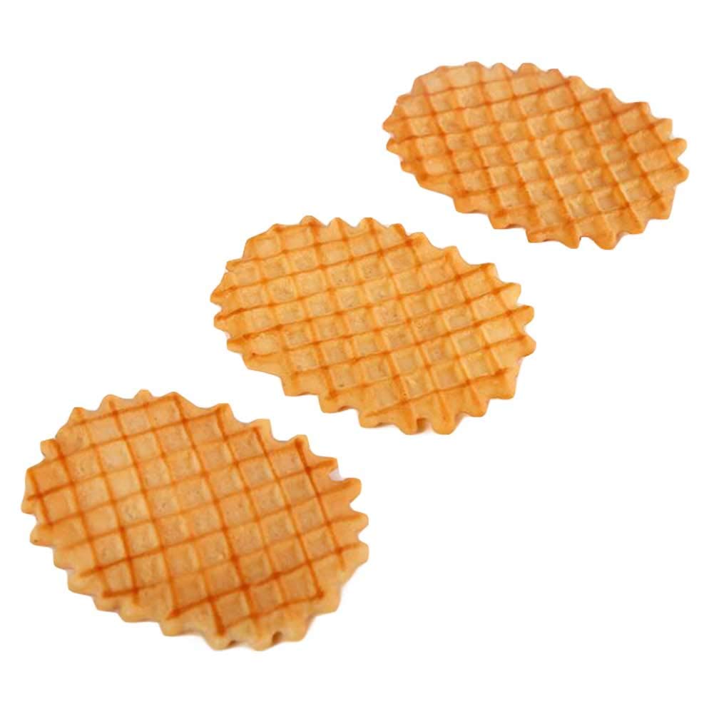 3-Piece Artificial Waffle Cookie Fake Biscuit Set - Realistic Food Display Props for Bakery Shop, Dessert Table Decor, Party Supplies & Photography Styling