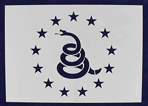 13 Star Gadsden Flag Stencil 14 Mil Thick - 10.5x14.82 Inch Painting Template for DIY Crafts, Wood Signs & Patriotic Decorations