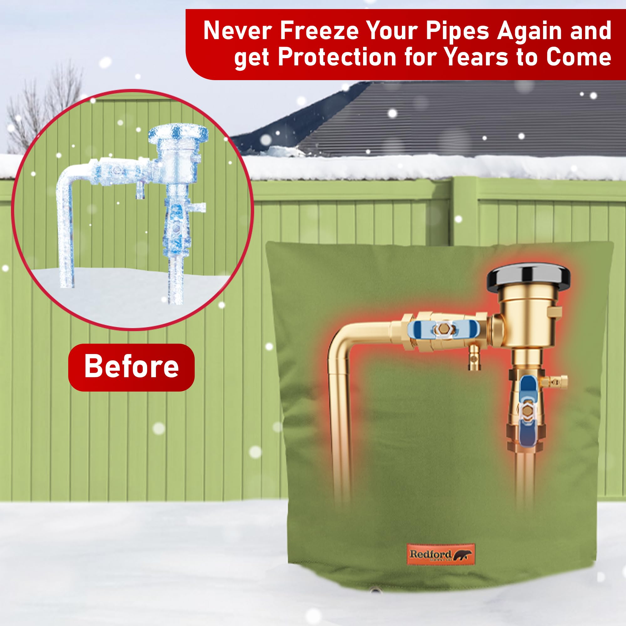 Redford Supply Co. Cold Snap (5°F) Backflow Preventer Insulation Cover - 36