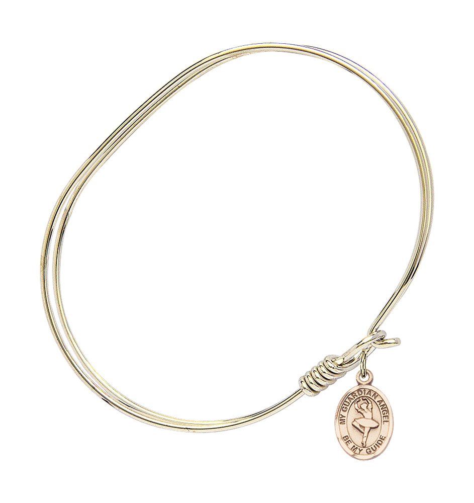 Oval Eye Hook Bangle Bracelet with Guardian Angel Charm - Gold-Filled Dance Jewelry for Women - Perfect Gift for Birthday, Anniversary & Everyday Elegance