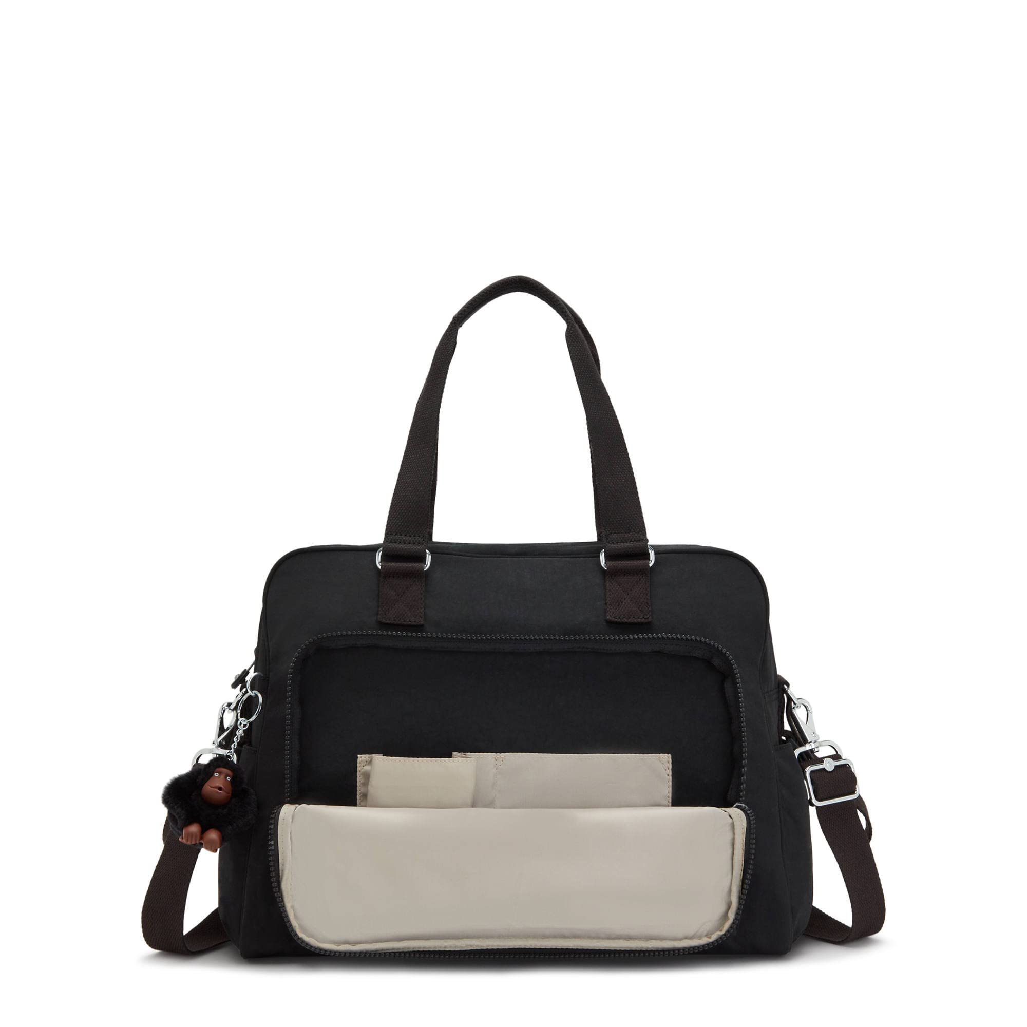 Kipling Alanna Large Diaper Bag for Moms - Stylish & Spacious Baby Bag with Multiple Pockets, Black Tonal | Perfect for Travel, Shopping & Everyday Use with Baby Essentials