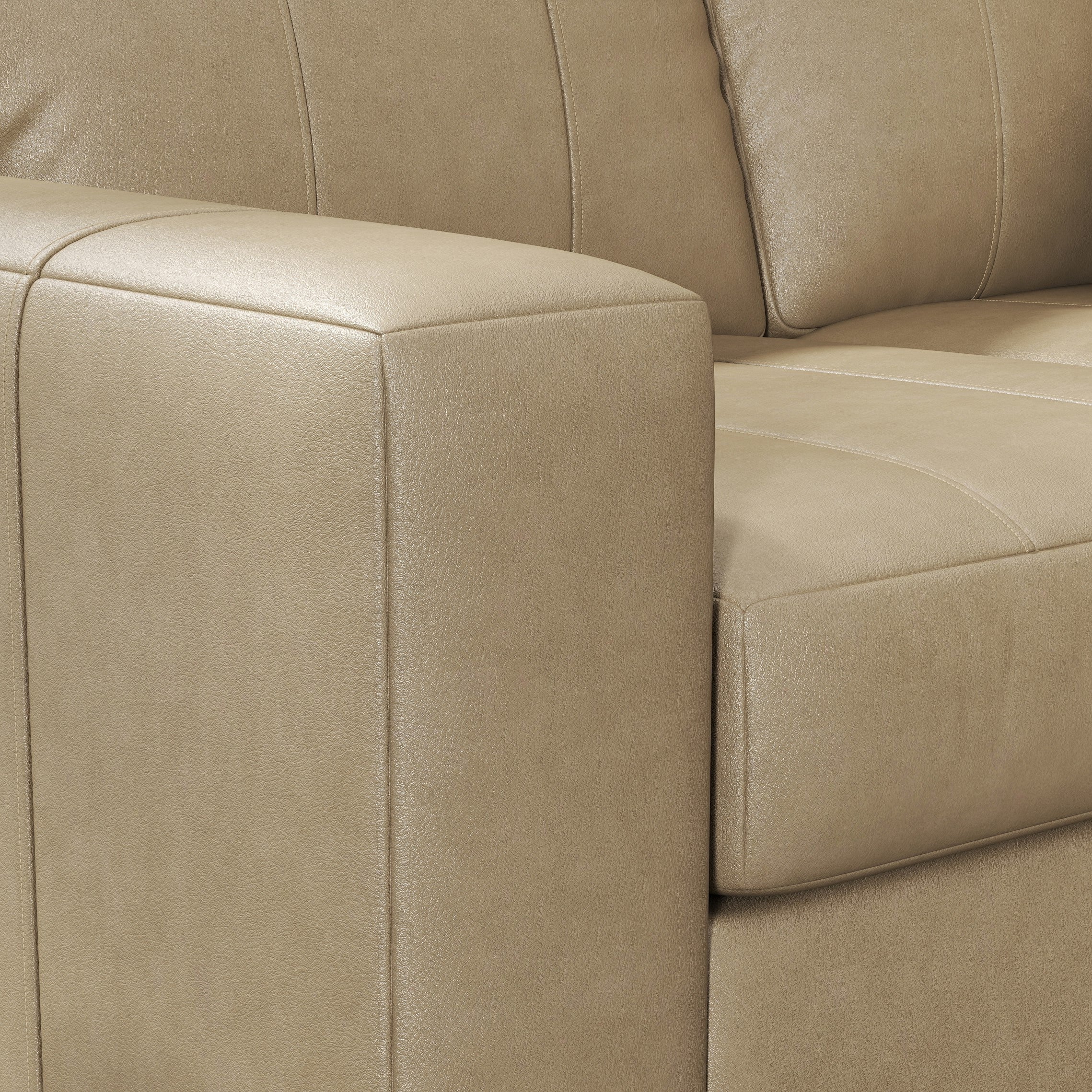 Roundhill Furniture Sakan Genuine Leather Upholstered Sofa - Modern Living Room Couch for Home, Office & Lounge Comfort